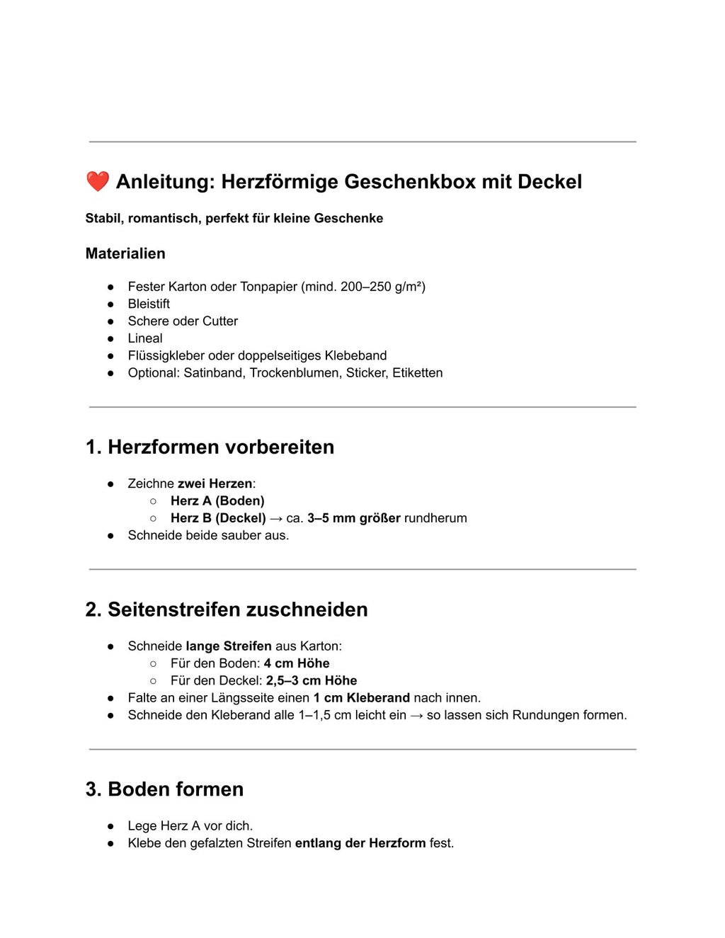Anleitung für eine Geschenkbox in Herzform