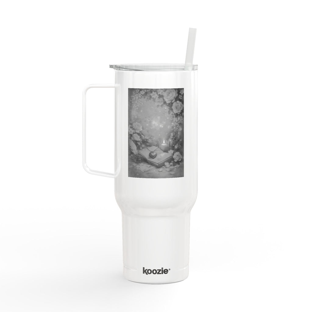 Gravierter 40oz Isolier-Tumbler mit Deckel – Floral Angel Design | Edelstahl | Heiß & Kalt
