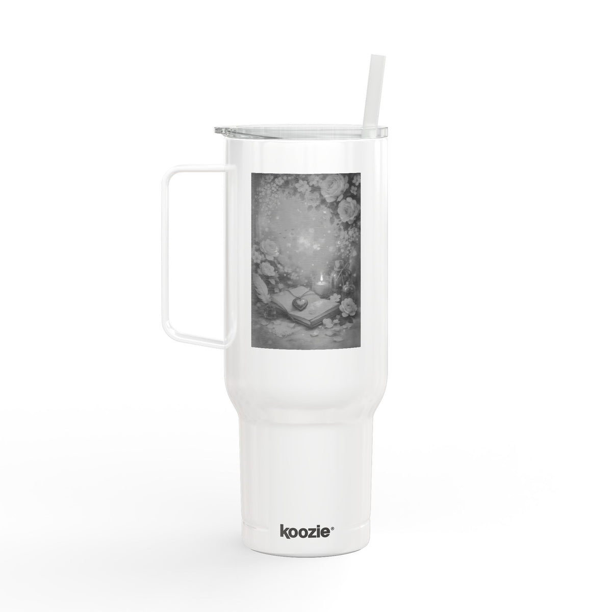 Gravierter 40oz Isolier-Tumbler mit Deckel – Floral Angel Design | Edelstahl | Heiß & Kalt