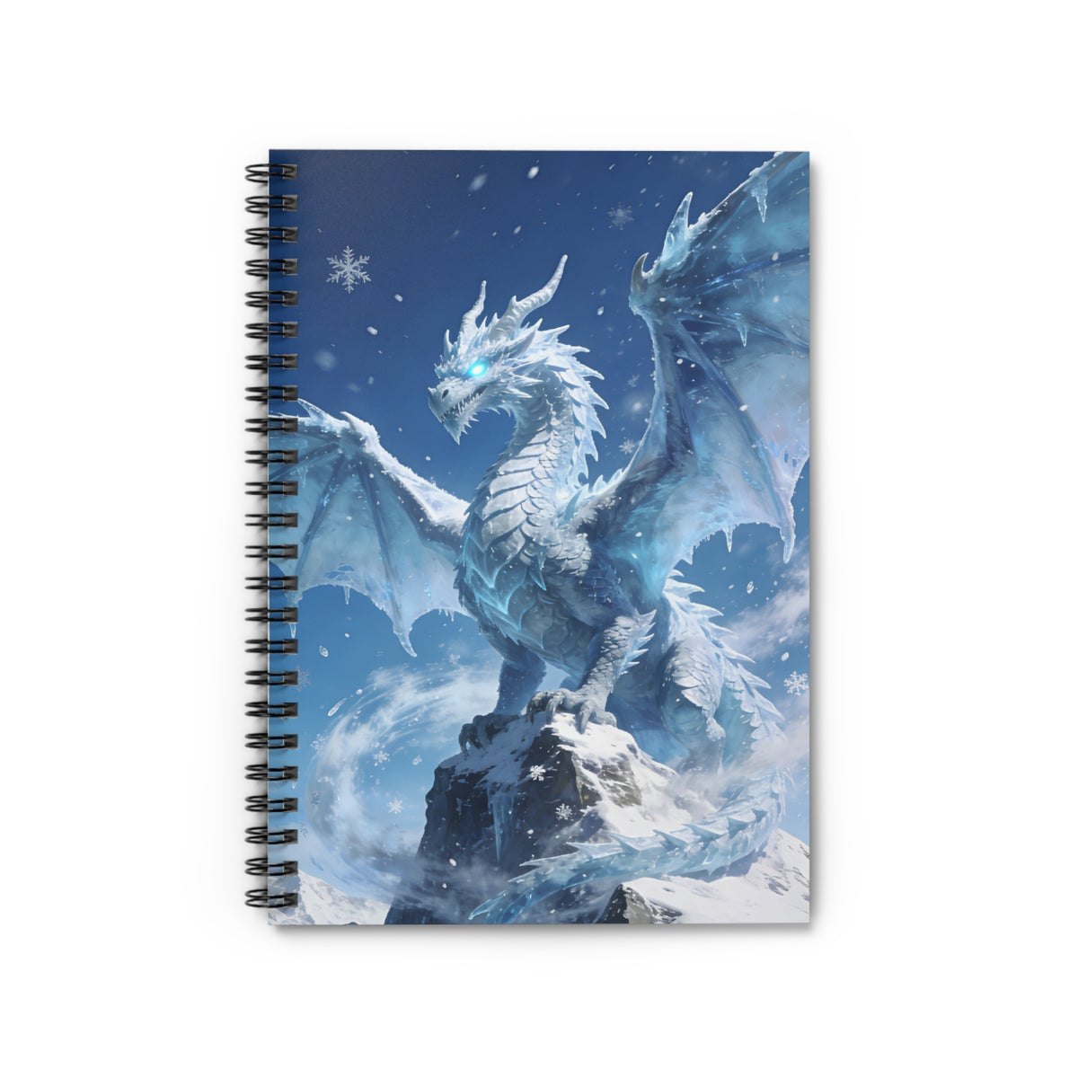 Ice Dragon Spiral Notebook — Fantasy Winter Dragon Ruled Journal