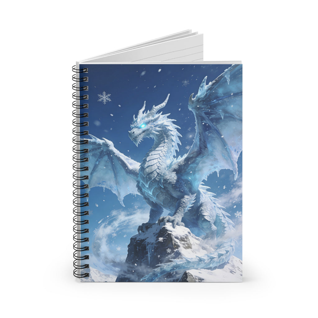 Ice Dragon Spiral Notebook — Fantasy Winter Dragon Ruled Journal