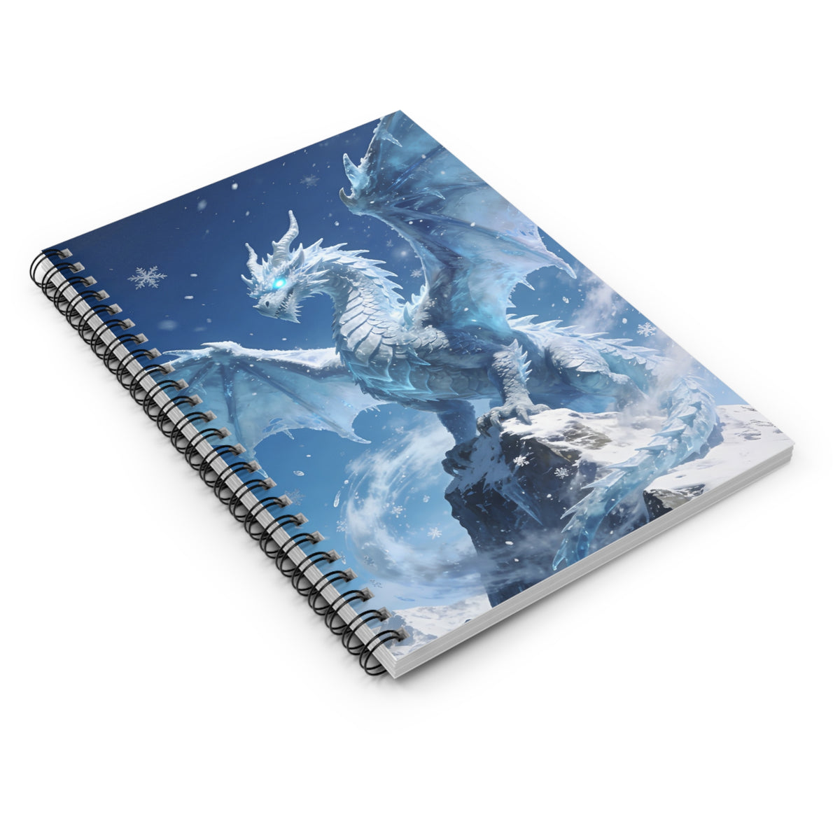 Ice Dragon Spiral Notebook — Fantasy Winter Dragon Ruled Journal