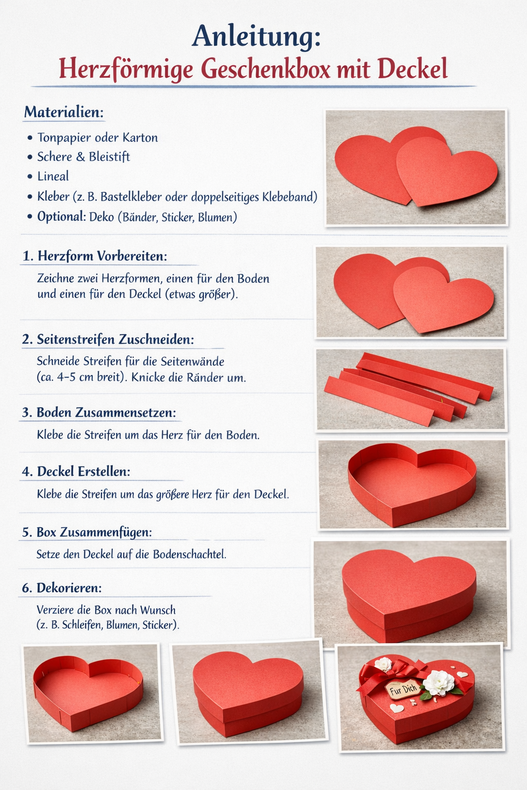 Anleitung für eine Geschenkbox in Herzform