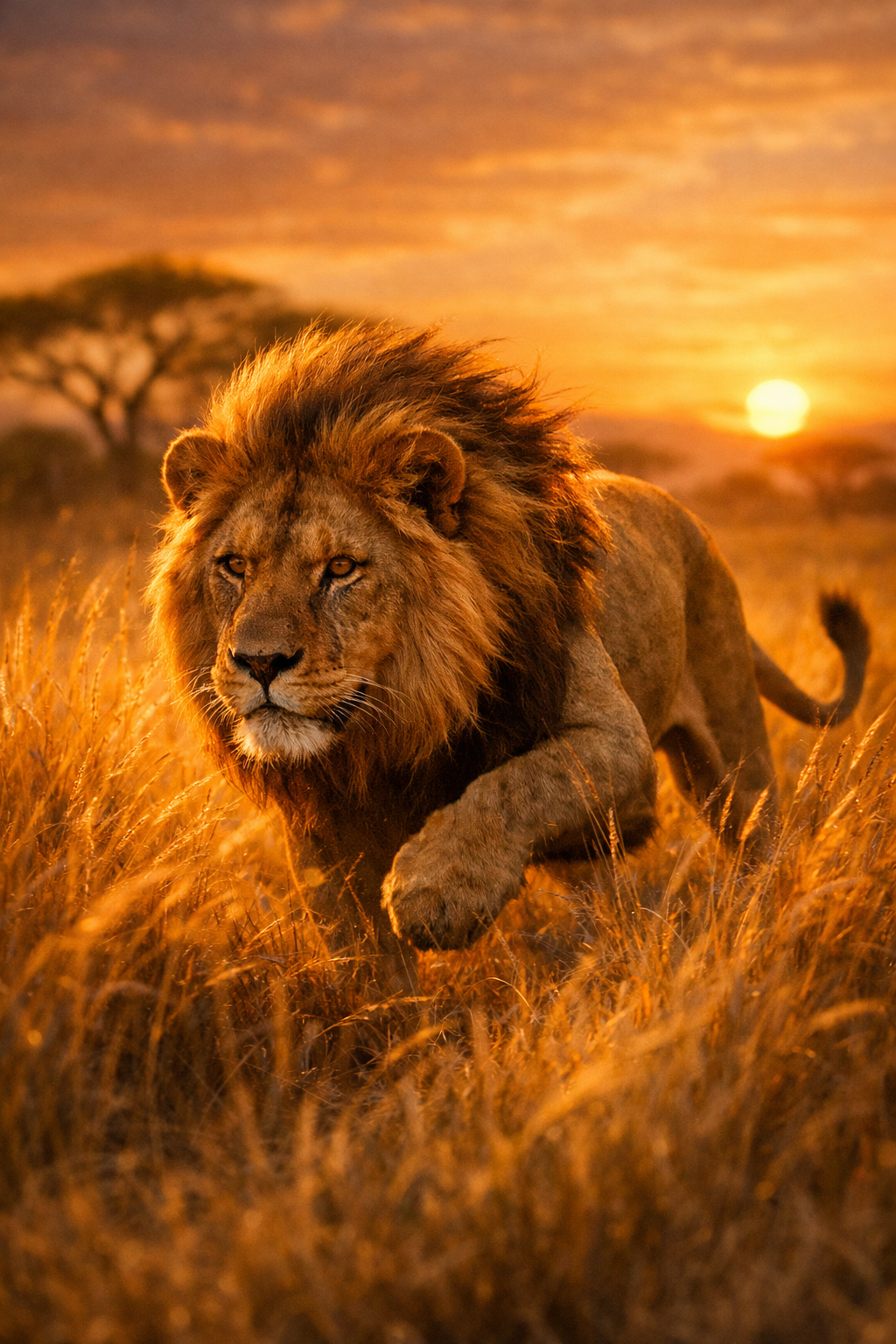 Löwe auf der Jagd – König der Savanne – Digitales Kunstbild