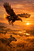 Adler im Sturzflug über der Savanne – Digitales Kunstbild