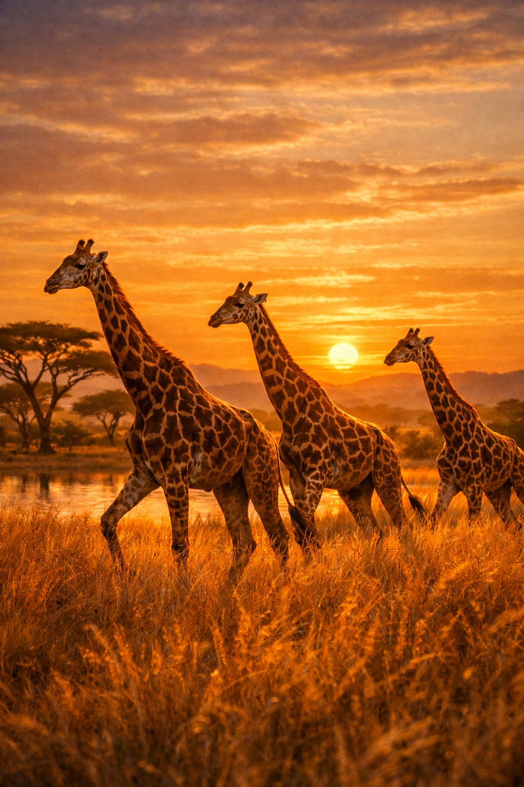 Drei Giraffen in der Savanne – Digitales Kunstbild