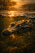 Krokodil – Blick aus der Tiefe – Digitales Kunstbild