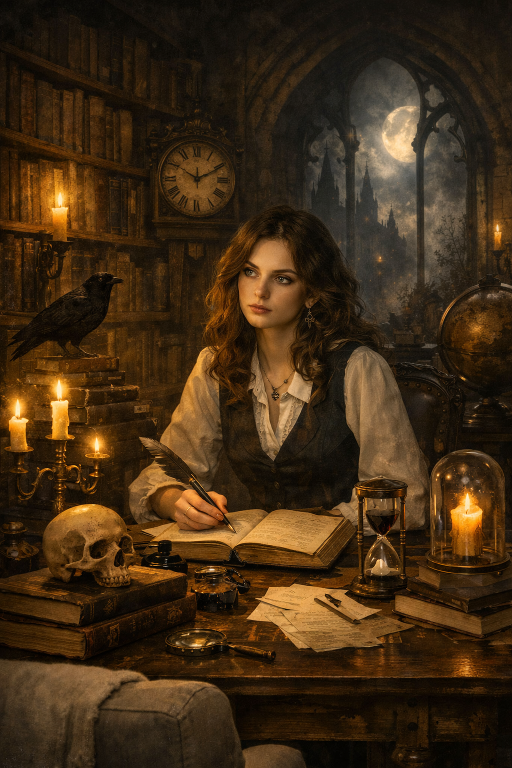 The Scholar of Shadows – Dark Academia Art Poster