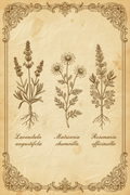 Lavendel, Kamille & Rosmarin – Vintage Botanik Poster