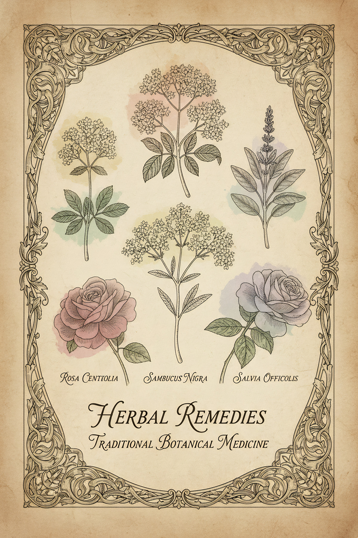 Herbal Remedies – Vintage Botanik Poster Traditional Botanical Medicine