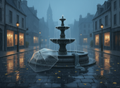 Rain Serenity – Stadtplatz im Regen