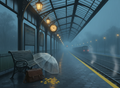 Rain Serenity – Bahnsteig im Regen