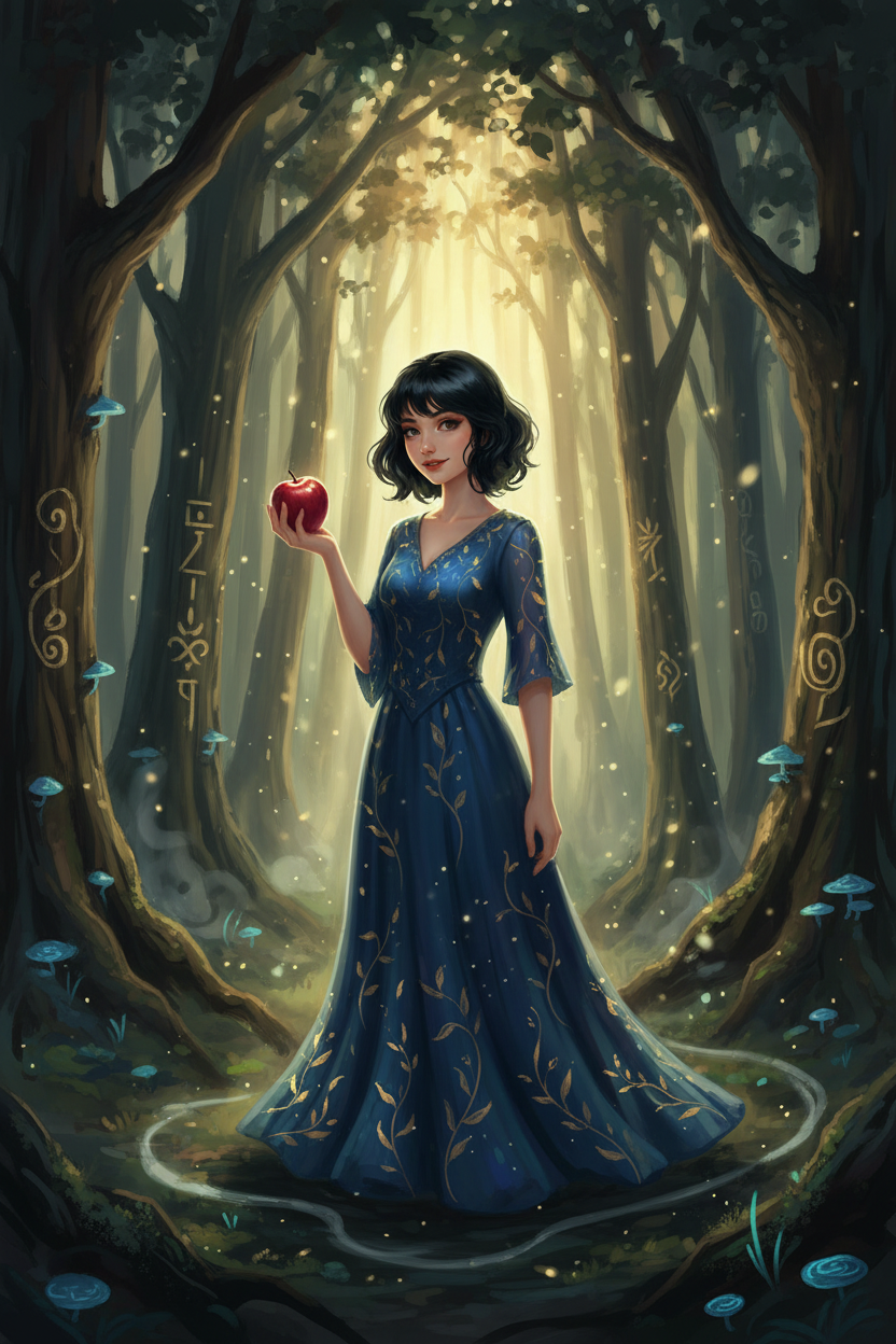 Schneewittchen mit dem roten Apfel – Märchen Fantasy Kunstdruck