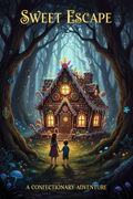 Hänsel und Gretel vor dem Knusperhäuschen – Märchen Fantasy Kunstdruck