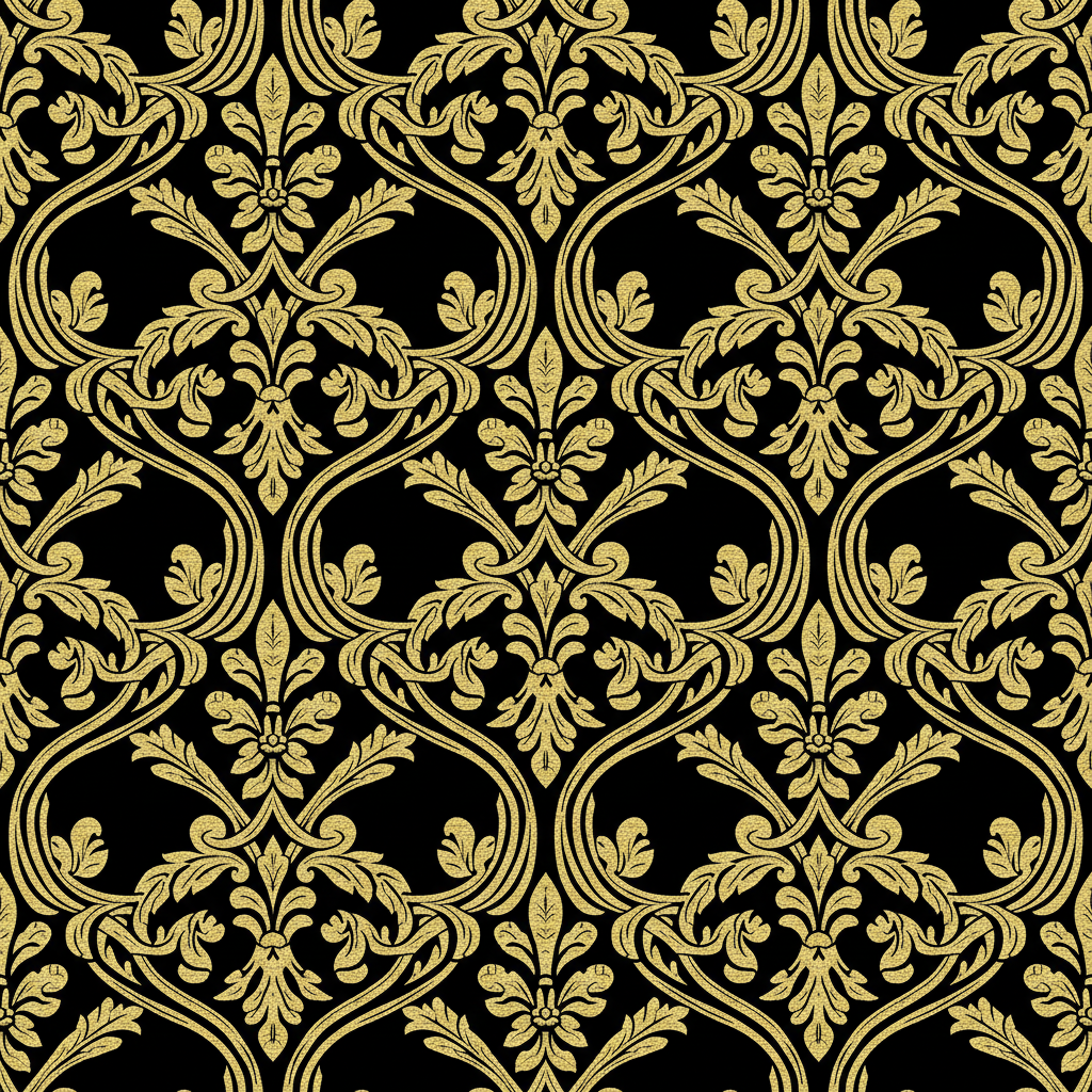 Schwarz-Gold Damask Muster – digitale Printvorlage