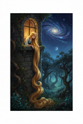 Rapunzel im Turm – Mädchen mit langem goldenen Haar im Zauberturm