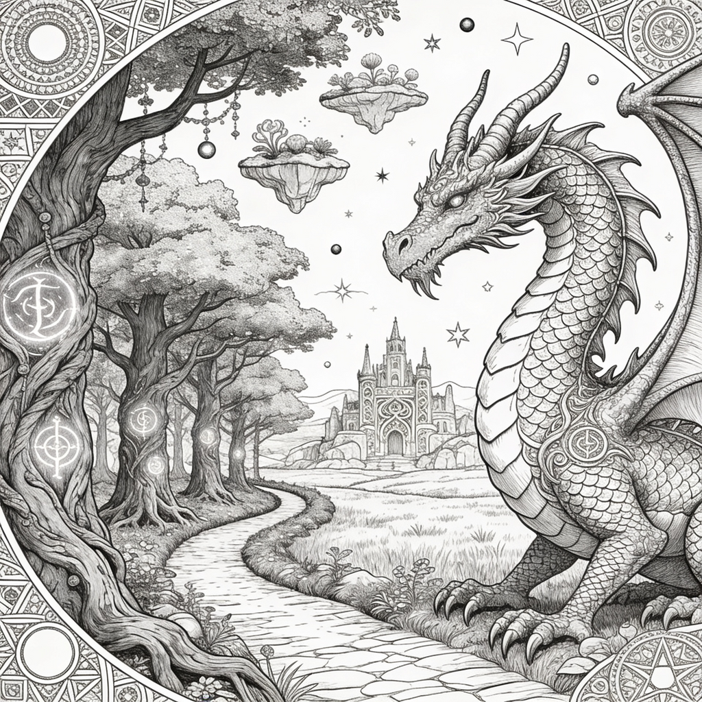 Ausmalbilder für Erwachsene – Fantasy Bundle (20 Bilder)