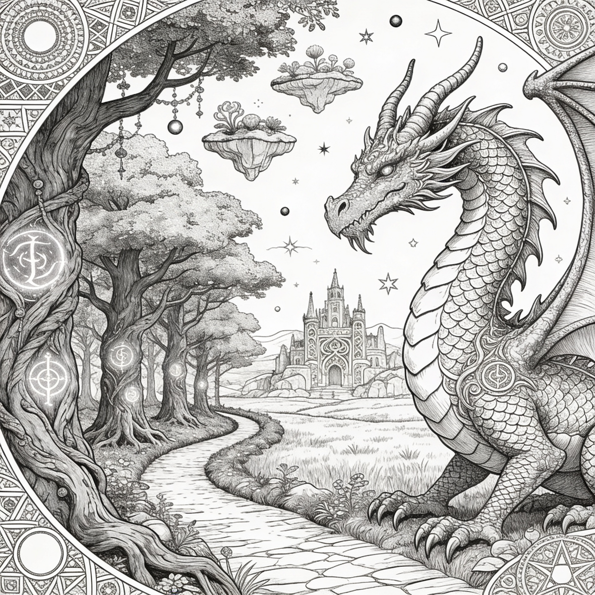 Ausmalbilder für Erwachsene – Fantasy Bundle (20 Bilder)