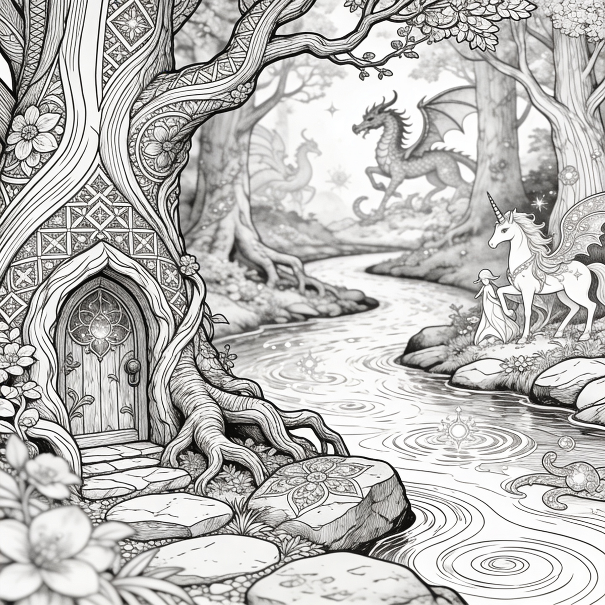 Ausmalbilder für Erwachsene – Fantasy Bundle (20 Bilder)