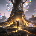 Der Kristallbaum des Wissens – Fantasy Kunstdruck